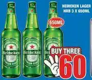 Heineken Lager NRB-For 3 x 650ml