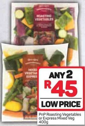 Pick n Pay Pnp Roasting Vegetables or Express Mixed Veg 400g offer
