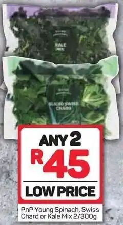 Pick n Pay PnP Young Spinach, Swiss Chard or Kale Mix 2/300g offer