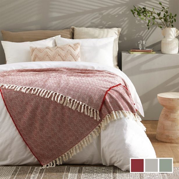 Adrien 1ply diamond textured tassel throw offer at HomeChoice