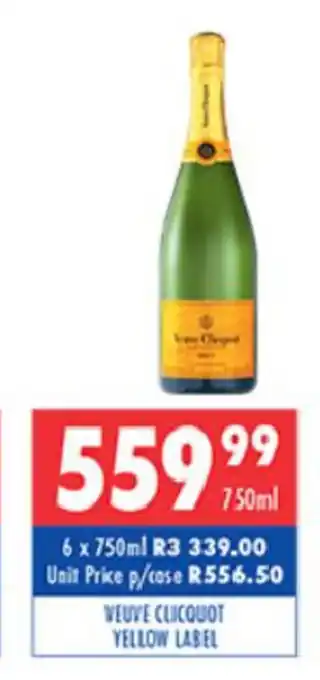 Ultra Liquors Veuve Clicquot Yellow Label 750ml offer
