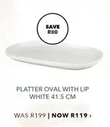 Platter Oval With Lip White 41.5cm