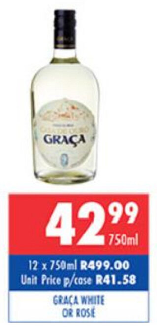 Ultra Liquors Graca White or Rose 750ml offer