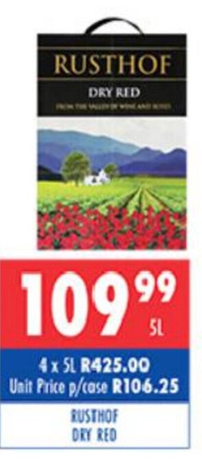 Ultra Liquors Rusthof Dry Red 5L offer