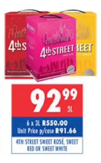 Ultra Liquors 4th Street Sweet Rose, Sweet Red or Sweet White 3L offer