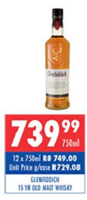 Ultra Liquors Glenfiddich 15 YR OLD Malt Whisky 750ml offer