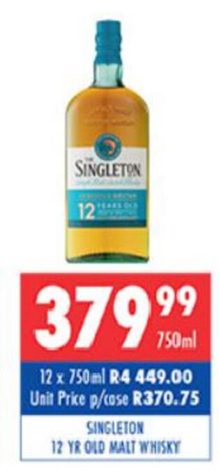 Ultra Liquors Singleton 12 YR Old Malt Whisky 750ml offer