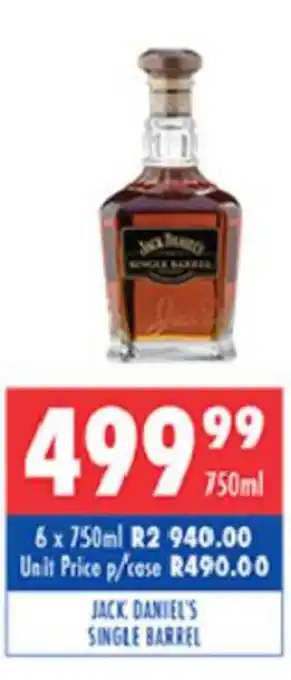Ultra Liquors Jack Daniel's Single Barrel 750ml offer