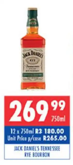 Jack Daniel's Tennessee Rye Bourbon 750ml