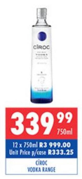 Ciroc Vodka Range 750ml