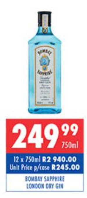 Bombay Sapphire London Dry Gin 750ml