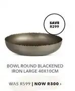 Bowl Round Blackened Iron Large-40 x 10cm