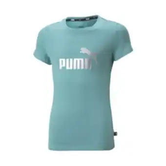 Totalsports Girls puma essential logo aqua blue tee offer