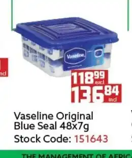 Africa Cash and Carry Vaseline Original Blue Seal 48x7g offer