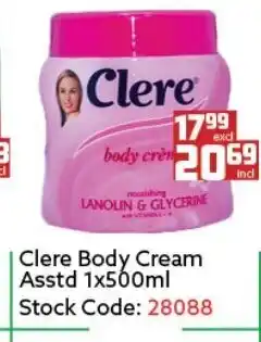 Clere Body Cream Asstd 1x500ml