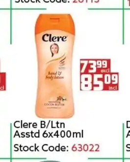 Africa Cash and Carry Clere B/Ltn Asstd 6x400ml offer
