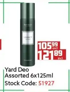 Africa Cash and Carry Yard Deo Assorted 6x125ml offer
