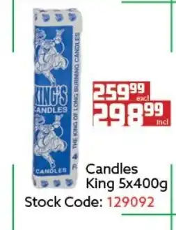 Africa Cash and Carry Candles King 5x400g offer