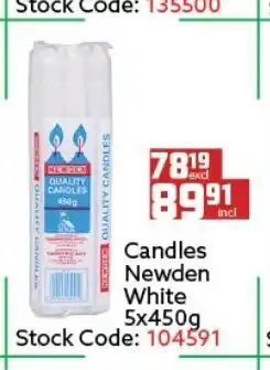 Africa Cash and Carry Candles Newden White 5x450g offer