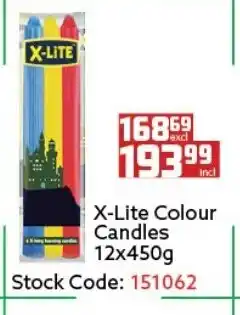 Africa Cash and Carry X-Lite Colour Candles 12x450g offer