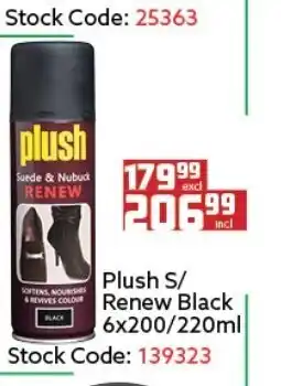 Africa Cash and Carry Plush S/ Renew Black 6x200/220ml offer
