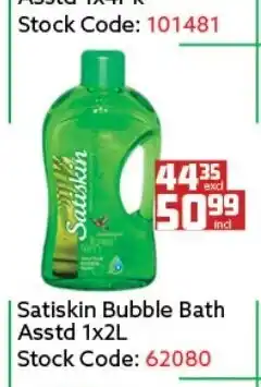 Africa Cash and Carry Satiskin Bubble Bath Asstd 1x2L offer