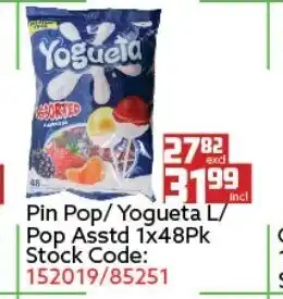 Africa Cash and Carry Pin Pop / Yogueta L/Pop Asstd 1x48Pk offer