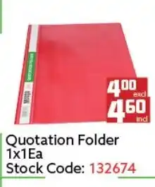 Africa Cash and Carry Quotation Folder 1x1 ea offer