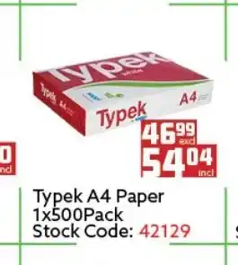 Africa Cash and Carry Typek A4 Paper 1x500Pack offer