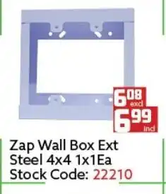 Africa Cash and Carry Zap Wall Box Ext Steel 4x4 1x1ea offer