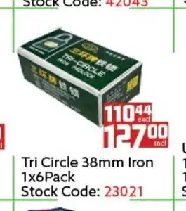 Africa Cash and Carry Tri Circle 38mm Iron 1x6Pack offer