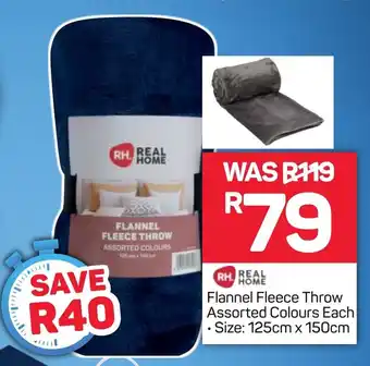 RH Real Home Flannel Fleece throw Assorted Colours each size: 125cm x 150cm