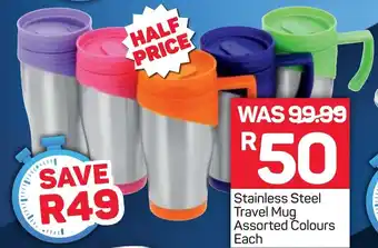 Pick n Pay Stainless Steel Travel Mug assorted colours each offer
