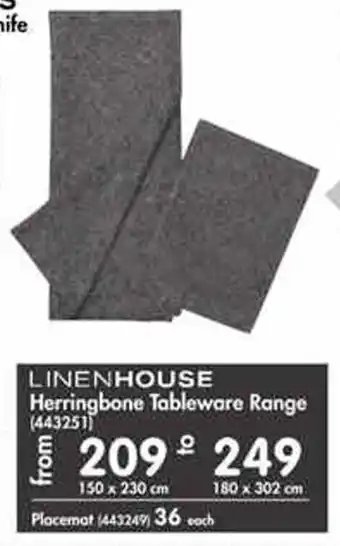 Linenhouse Herringbone Tableware Range 150 x 230mm