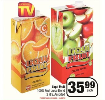 Spar Liqui Fruit 100% Fruit Juice Blend 2 litre Assorted offer