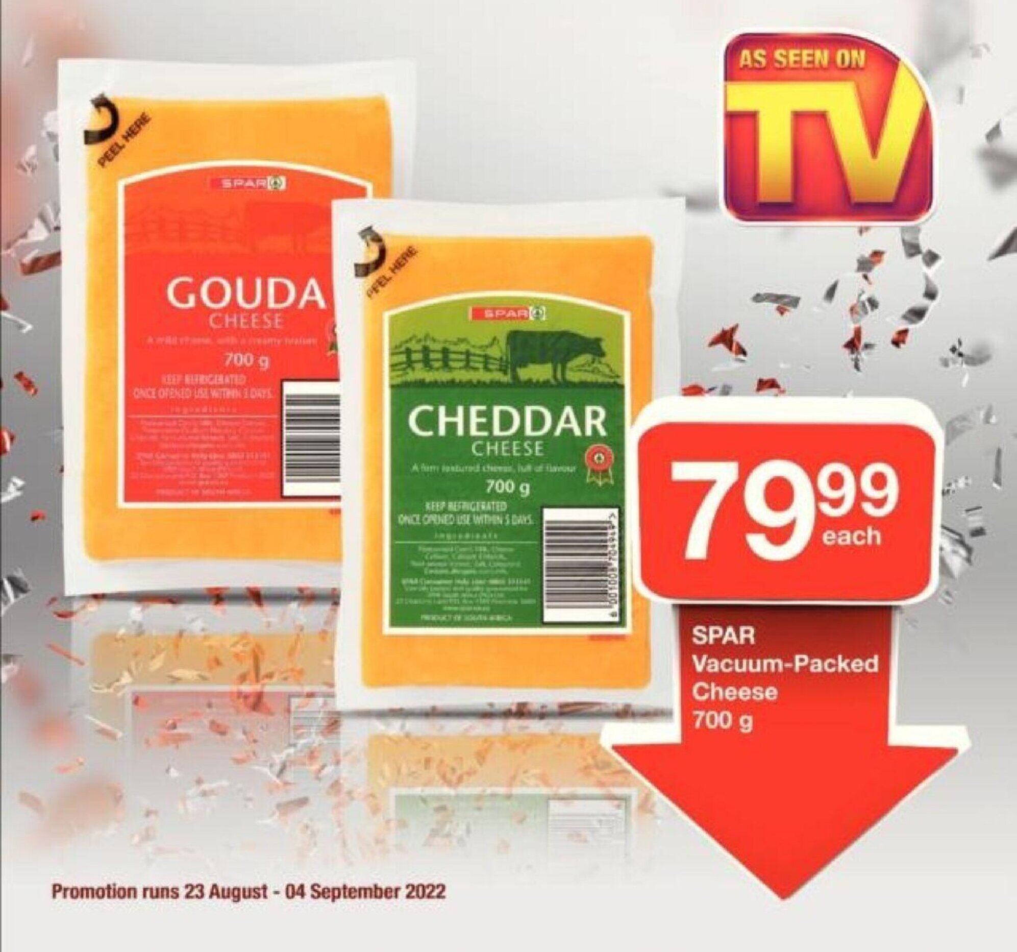 Spar VacuumPacked Cheese 700g each offer at Spar