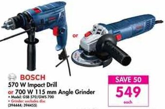 Makro Bosch 570W Impact Drill or 700W 115mm Angle Grinder offer