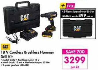 Makro Cat 18V Cordless Brushless Hammer Drill Kit offer