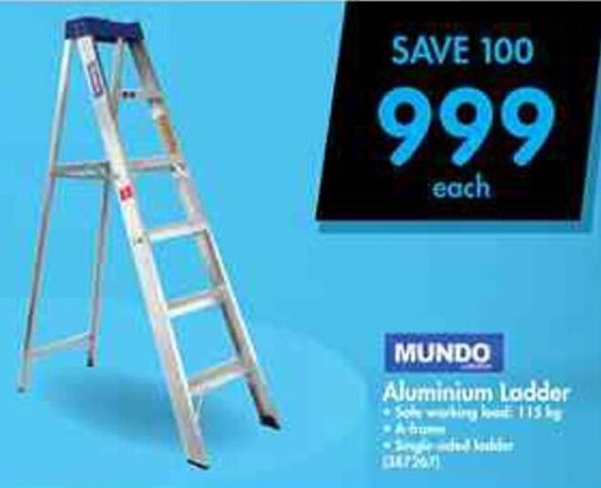 Mundo Aluminium Ladder 115kg offer at Makro