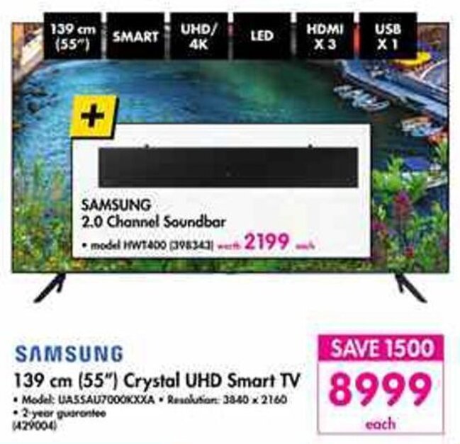 Samsung 139cm 55" Crystal UHD Smart TV offer at Makro