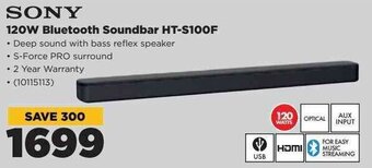 HiFi Corp Sony 120W Bluetooth Sounbar HT-S100F offer