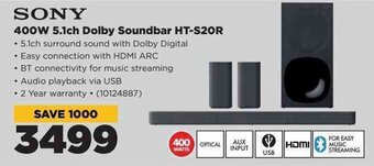 HiFi Corp Sony 400W 5.1ch Dolby Soundbar HT-S20R offer