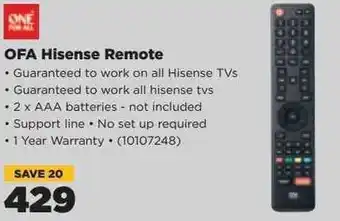 HiFi Corp Hisense Remote offer