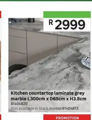 Kitchen counter top laminate grey marble l300cm x d65cm x h3.8cm