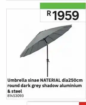 Leroy Merlin Umbrella sinae naterial dia250cm round dark grey shadow aluminium & steel offer