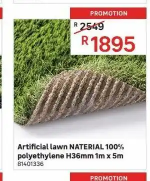 Artificial lawn naterial 100% polyethylene h36mm x 1m x 5m
