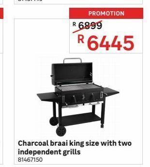 Charcoal braai king size with two independent grills