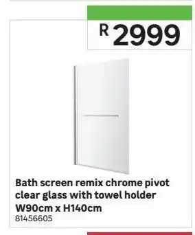 Leroy Merlin Bath screen remix chrome pivot clear glass with towel holder w90cm x h140cm offer