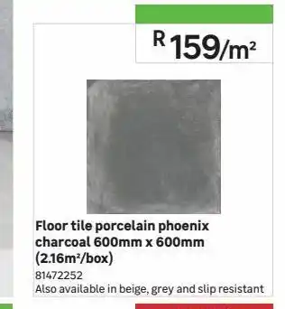 Leroy Merlin Floor tile porcelain phoenix charcoal 600mm x 600mm (2.16m2/box) offer