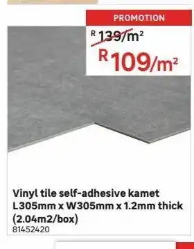 Leroy Merlin Vinyl tile self-adhesive kamet l305mm x w305mm x 1.2mm thick (2.04m2/box) offer